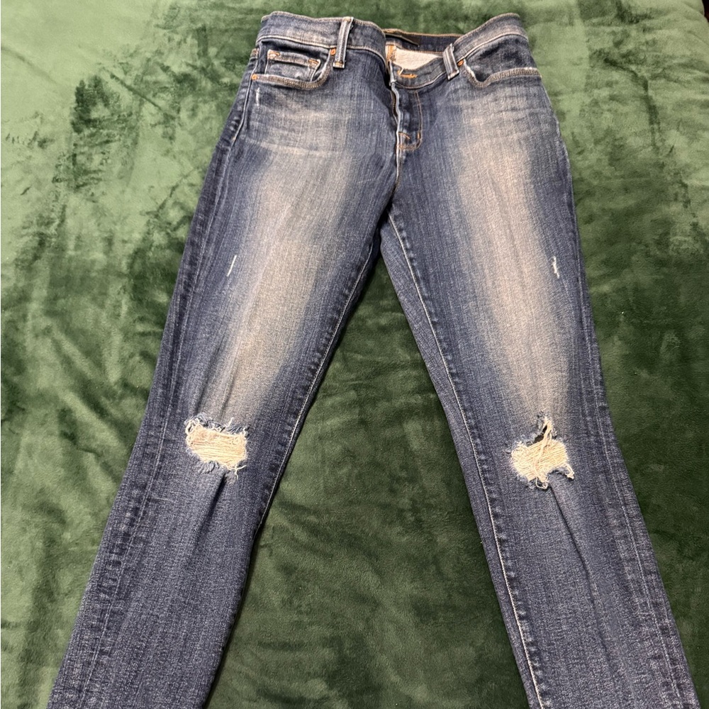 J Brand Blue Skinny Distressed Jeans